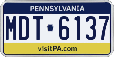 PA license plate MDT6137