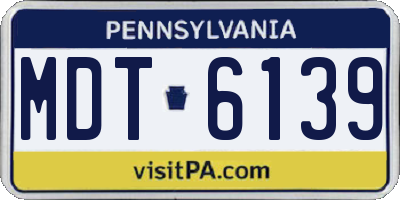 PA license plate MDT6139