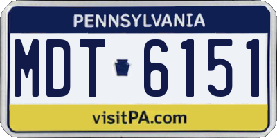 PA license plate MDT6151