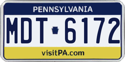 PA license plate MDT6172
