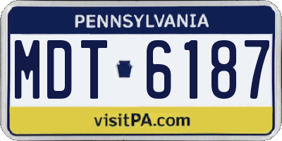 PA license plate MDT6187