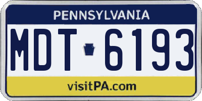 PA license plate MDT6193