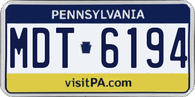 PA license plate MDT6194