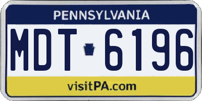 PA license plate MDT6196