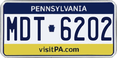 PA license plate MDT6202