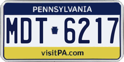 PA license plate MDT6217