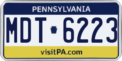 PA license plate MDT6223
