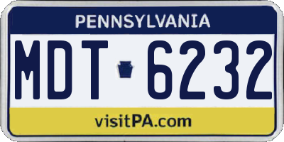 PA license plate MDT6232