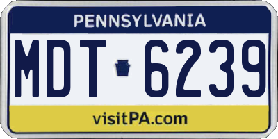 PA license plate MDT6239