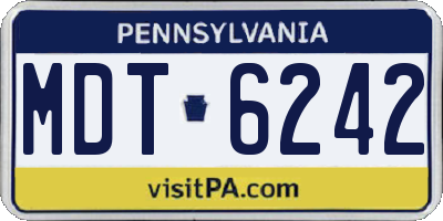 PA license plate MDT6242