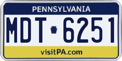 PA license plate MDT6251