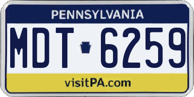 PA license plate MDT6259