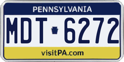 PA license plate MDT6272