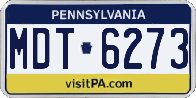 PA license plate MDT6273