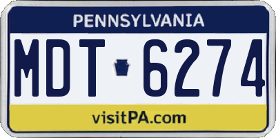 PA license plate MDT6274