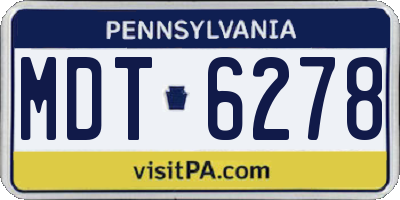 PA license plate MDT6278