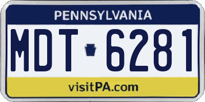 PA license plate MDT6281