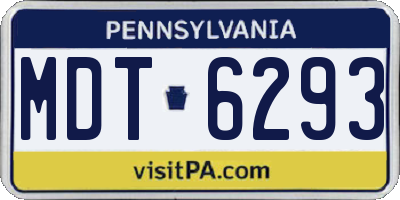 PA license plate MDT6293