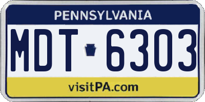 PA license plate MDT6303