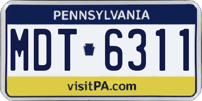 PA license plate MDT6311