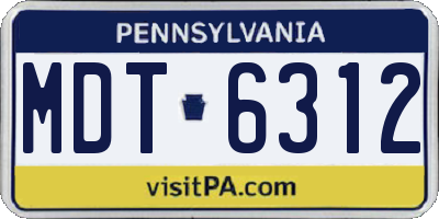 PA license plate MDT6312