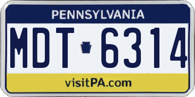 PA license plate MDT6314