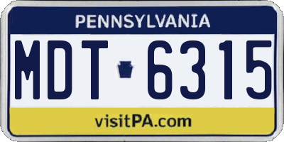 PA license plate MDT6315