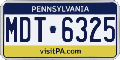 PA license plate MDT6325