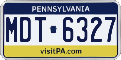 PA license plate MDT6327