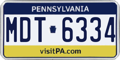 PA license plate MDT6334