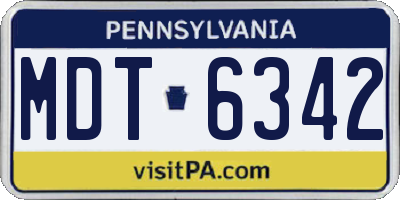 PA license plate MDT6342