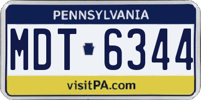 PA license plate MDT6344