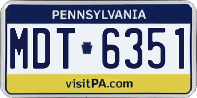 PA license plate MDT6351