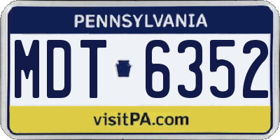 PA license plate MDT6352