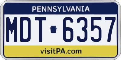 PA license plate MDT6357