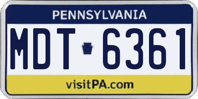 PA license plate MDT6361