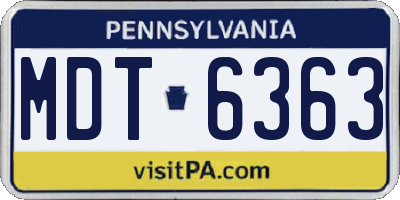 PA license plate MDT6363