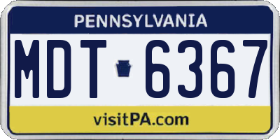 PA license plate MDT6367