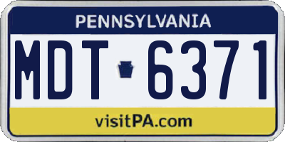PA license plate MDT6371