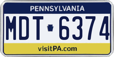 PA license plate MDT6374