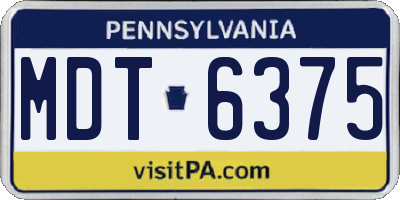 PA license plate MDT6375