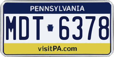 PA license plate MDT6378