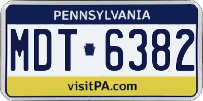 PA license plate MDT6382