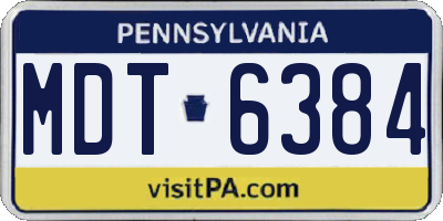 PA license plate MDT6384