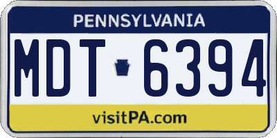 PA license plate MDT6394