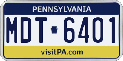 PA license plate MDT6401