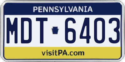 PA license plate MDT6403
