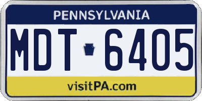 PA license plate MDT6405