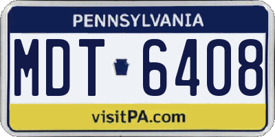 PA license plate MDT6408