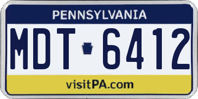 PA license plate MDT6412